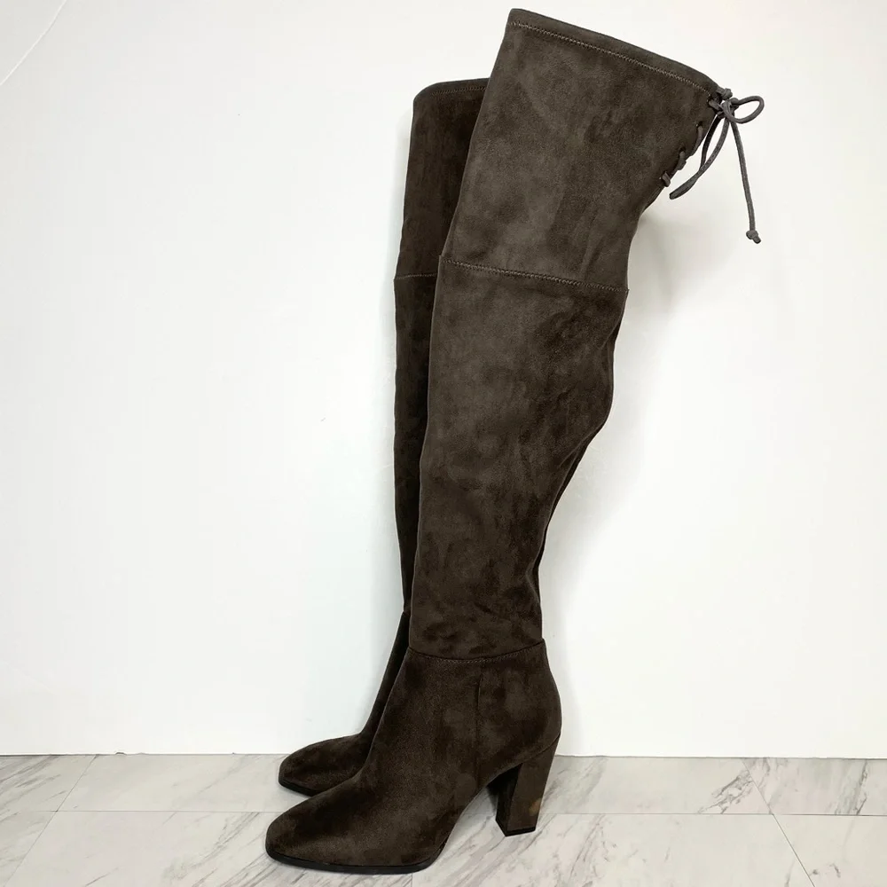 New! Vince Camuto Tapley Gray Faux Suede Over The Knee Boot 8.5 M